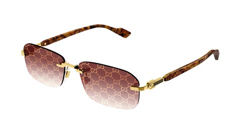 gucci gg1221s-004 gucci logo|Rectangular frame sunglasses in gold.